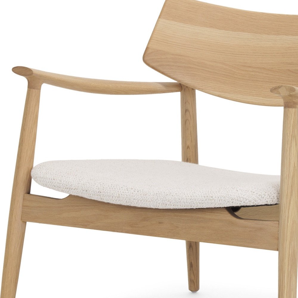 27" Cream and Natural Upholstery and Solid Wood Arm Chair — view 2