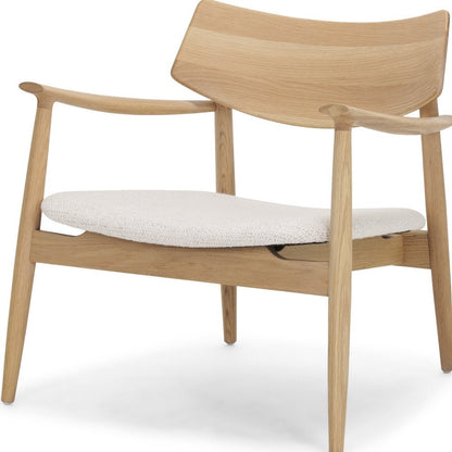 27" Cream and Natural Upholstery and Solid Wood Arm Chair HomeRoots