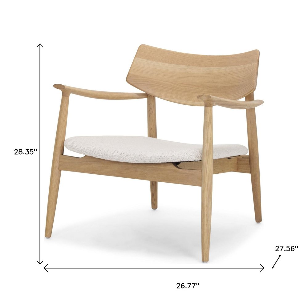 27" Cream and Natural Upholstery and Solid Wood Arm Chair HomeRoots