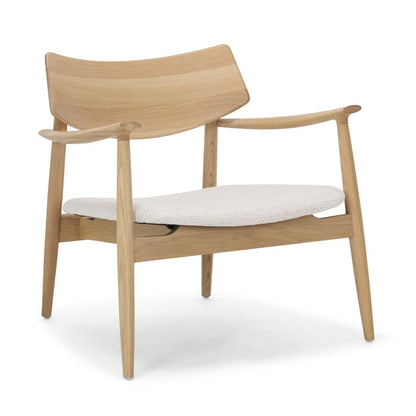 27" Cream and Natural Upholstery and Solid Wood Arm Chair HomeRoots