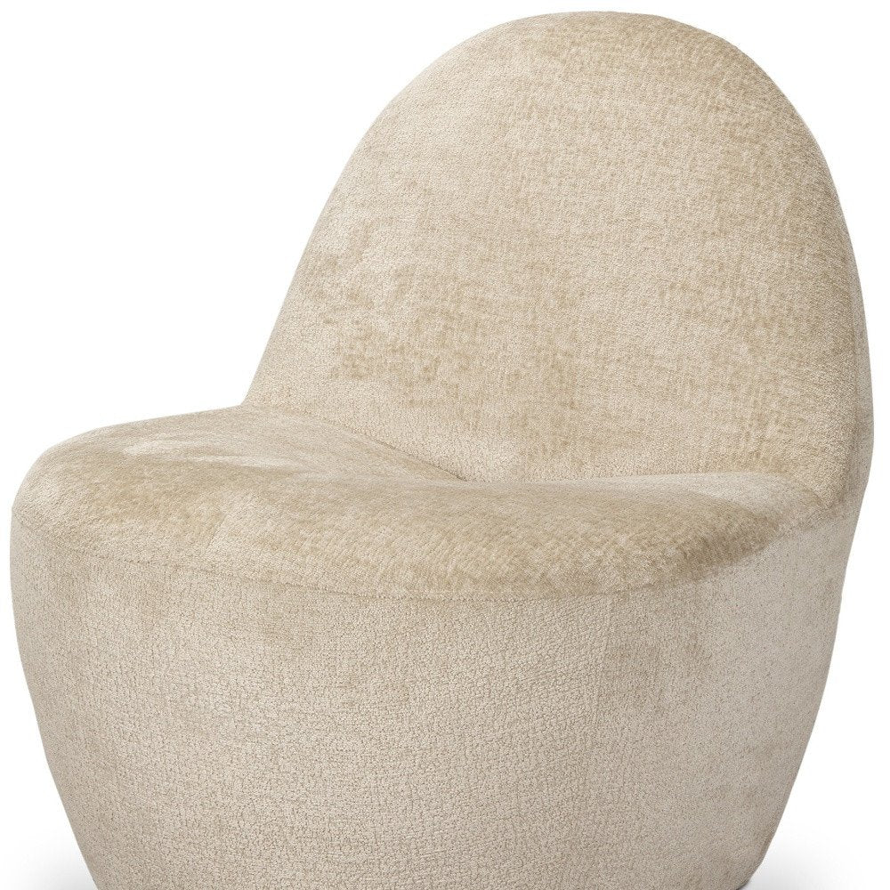 33" Beige Chenille Slipper Chair HomeRoots