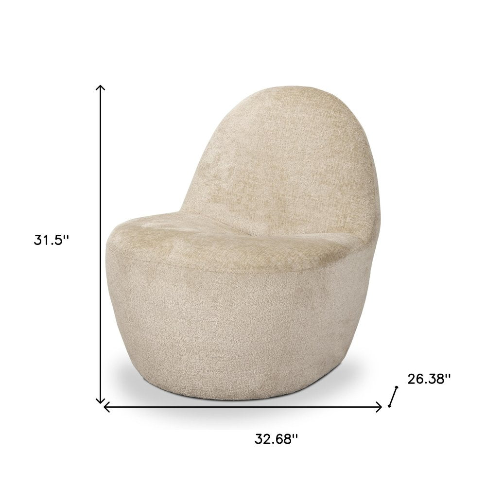 33" Beige Chenille Slipper Chair HomeRoots