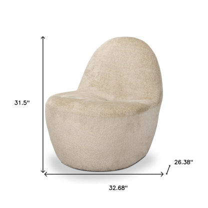 33" Beige Chenille Slipper Chair HomeRoots