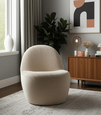 33" Beige Chenille Slipper Chair HomeRoots