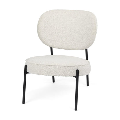 21" Cream and Black Boucle and Metal Lounge Chair HomeRoots