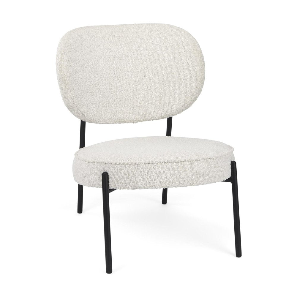 21" Cream and Black Boucle and Metal Lounge Chair HomeRoots