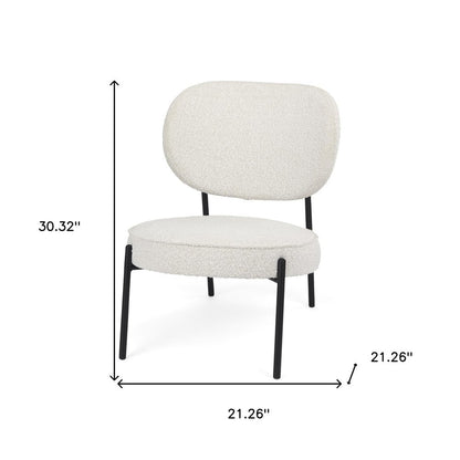 21" Cream and Black Boucle and Metal Lounge Chair HomeRoots