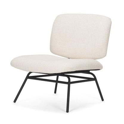 25" Cream and Black Chenille and Metal Slipper Chair HomeRoots