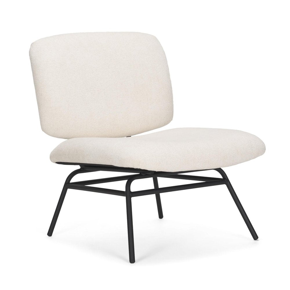 25" Cream and Black Chenille and Metal Slipper Chair HomeRoots