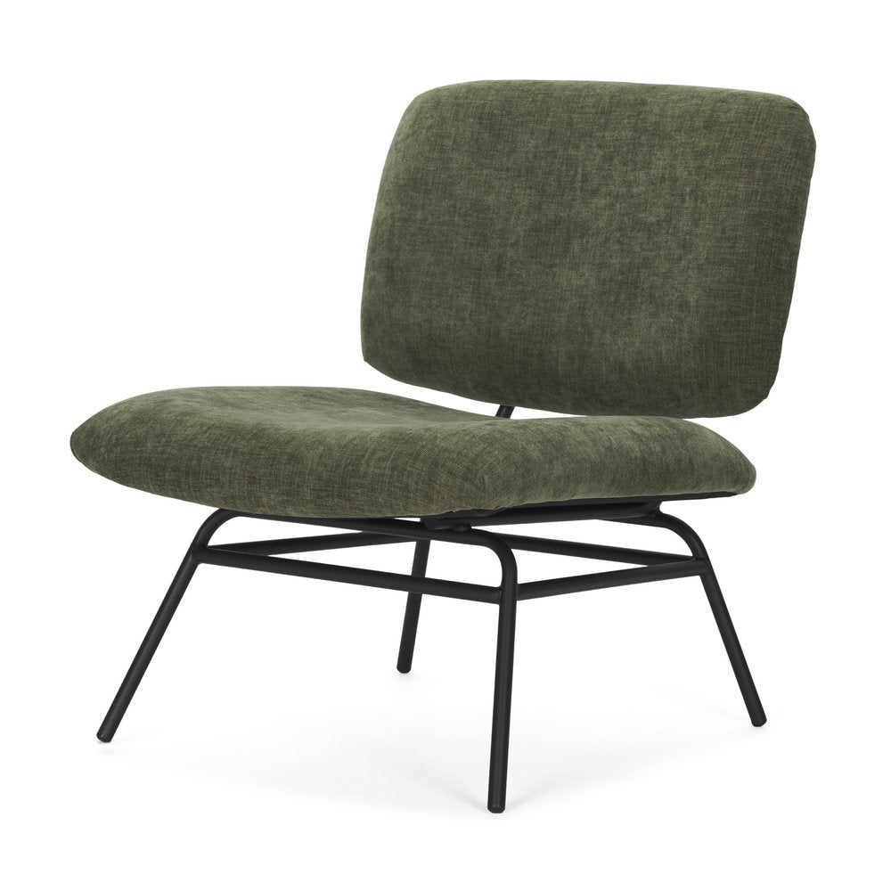 30" Green and Black Chenille and Metal Slipper Chair HomeRoots