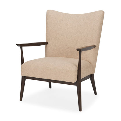 29" Beige and Dark Brown Boucle and Solid Wood Wingback Chair HomeRoots