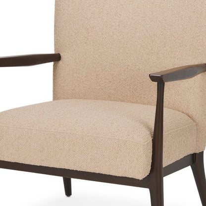 29" Beige and Dark Brown Boucle and Solid Wood Wingback Chair HomeRoots