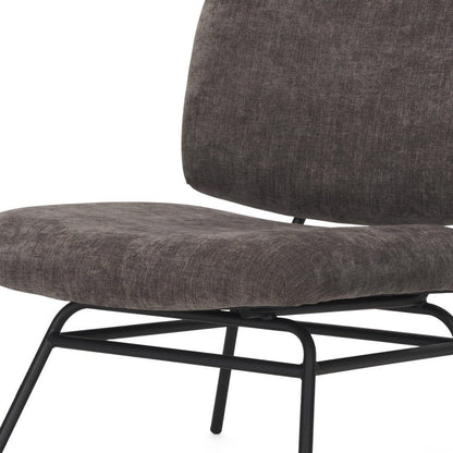 30" Charcoal and Black Chenille and Metal Slipper Chair HomeRoots