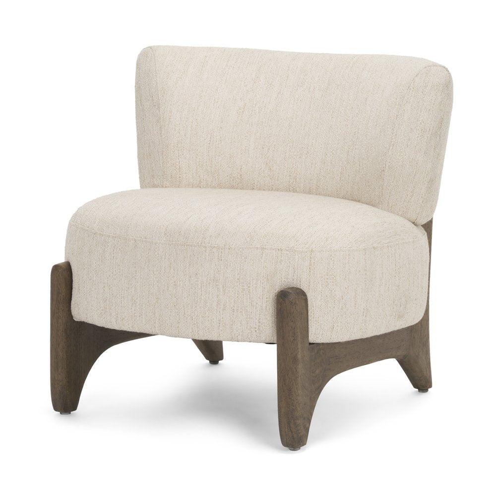 29" Cream and Dark Brown Upholstery and Solid Wood Slipper Chair HomeRoots