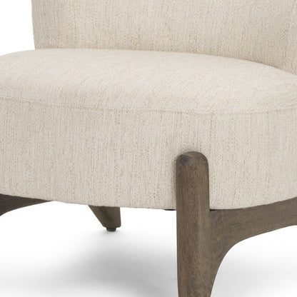 29" Cream and Dark Brown Upholstery and Solid Wood Slipper Chair HomeRoots