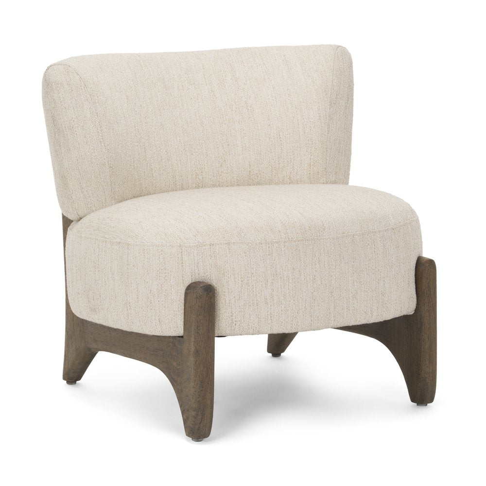 29" Cream and Dark Brown Upholstery and Solid Wood Slipper Chair HomeRoots