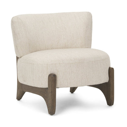 29" Cream and Dark Brown Upholstery and Solid Wood Slipper Chair HomeRoots