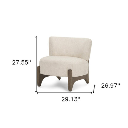 29" Cream and Dark Brown Upholstery and Solid Wood Slipper Chair HomeRoots