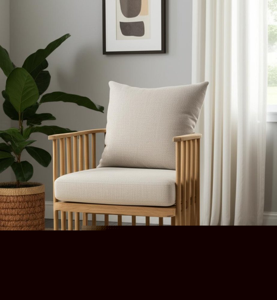 31" Beige and Natural Upholstery and Solid Wood Barrel Chair HomeRoots