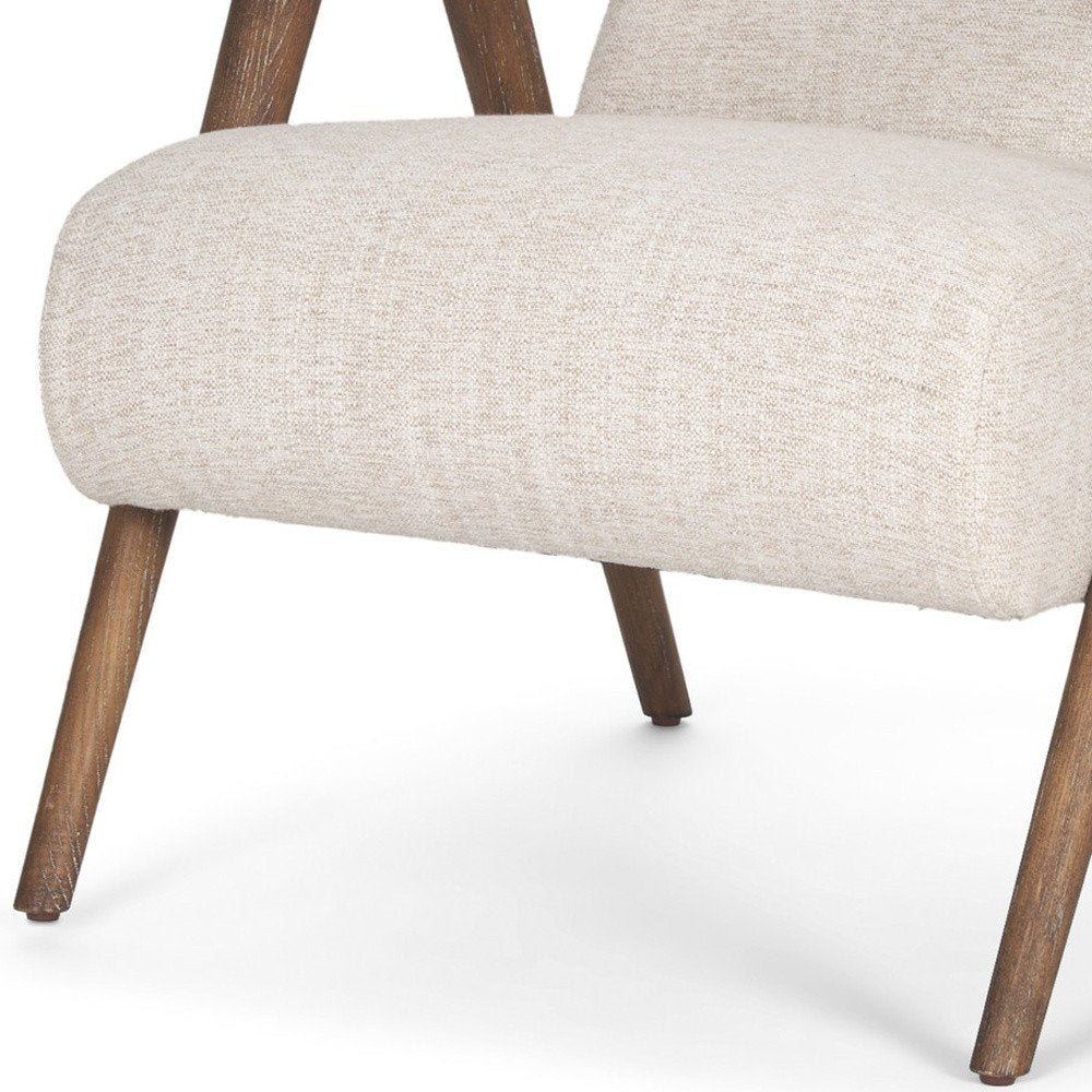 32" Cream and Brown Linen and Solid Wood Arm Chair HomeRoots