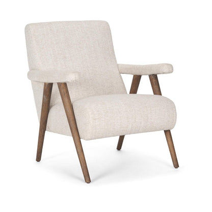 32" Cream and Brown Linen and Solid Wood Arm Chair HomeRoots
