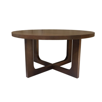 36" Brown Solid Wood Round Cross Legs Coffee Table HomeRoots