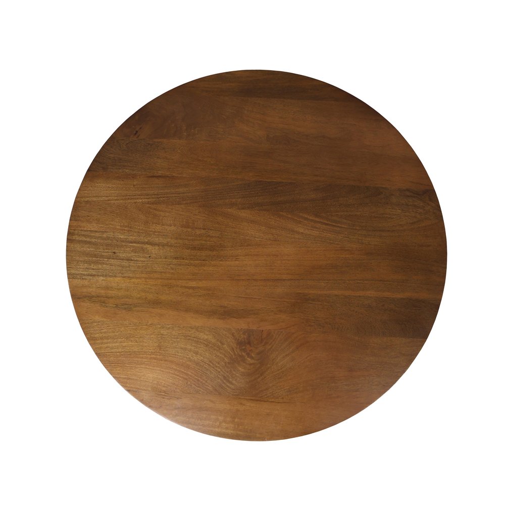 36" Brown Solid Wood Round Cross Legs Coffee Table HomeRoots