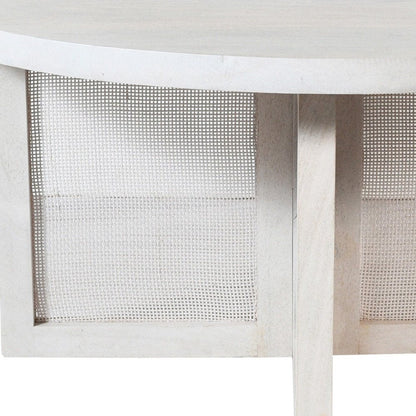 36" White Solid Wood Round Cross Legs Coffee Table HomeRoots
