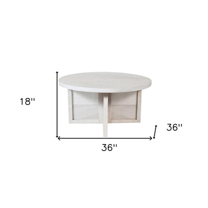 36" White Solid Wood Round Cross Legs Coffee Table HomeRoots