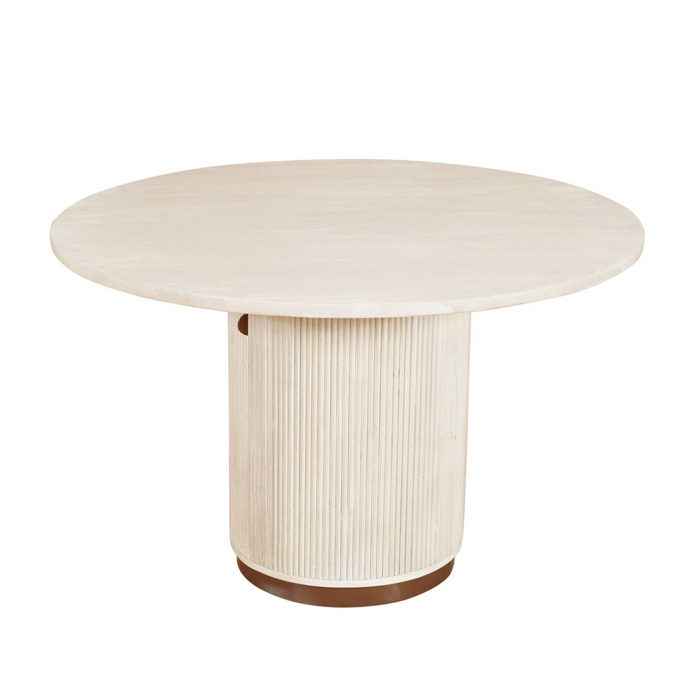 48" White Solid Wood Pedestal Base Round Top Dining Table — view 3