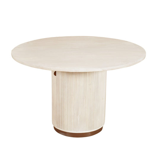 48" White Solid Wood Pedestal Base Round Top Dining Table