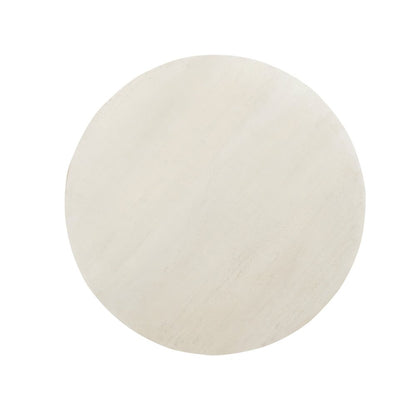 48" White Solid Wood Pedestal Base Round Top Dining Table