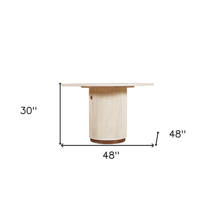 48" White Solid Wood Pedestal Base Round Top Dining Table HomeRoots