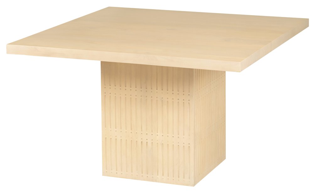60" Natural Solid Wood Pedestal Base Square Dining Table — view 3