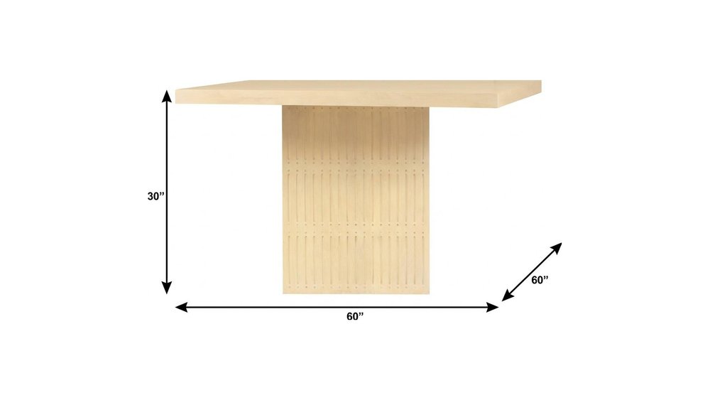 60" Natural Solid Wood Pedestal Base Square Dining Table — view 5