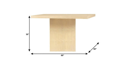 60" Natural Solid Wood Pedestal Base Square Dining Table HomeRoots