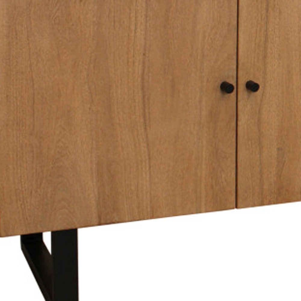 80" Natural Distressed Solid Wood Live Edge Credenza With Four Doors HomeRoots