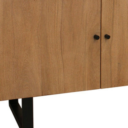 80" Natural Distressed Solid Wood Live Edge Credenza With Four Doors HomeRoots