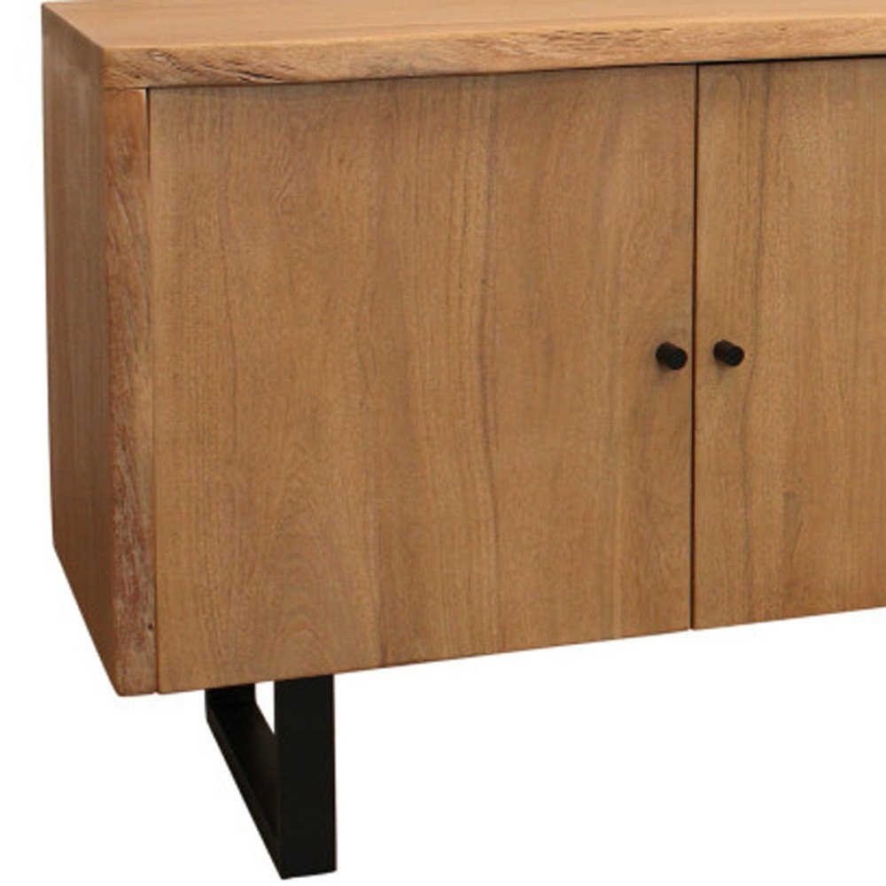 80" Natural Distressed Solid Wood Live Edge Credenza With Four Doors HomeRoots