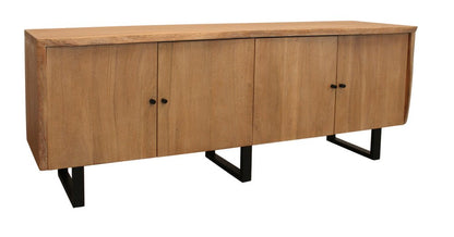 80" Natural Distressed Solid Wood Live Edge Credenza With Four Doors HomeRoots