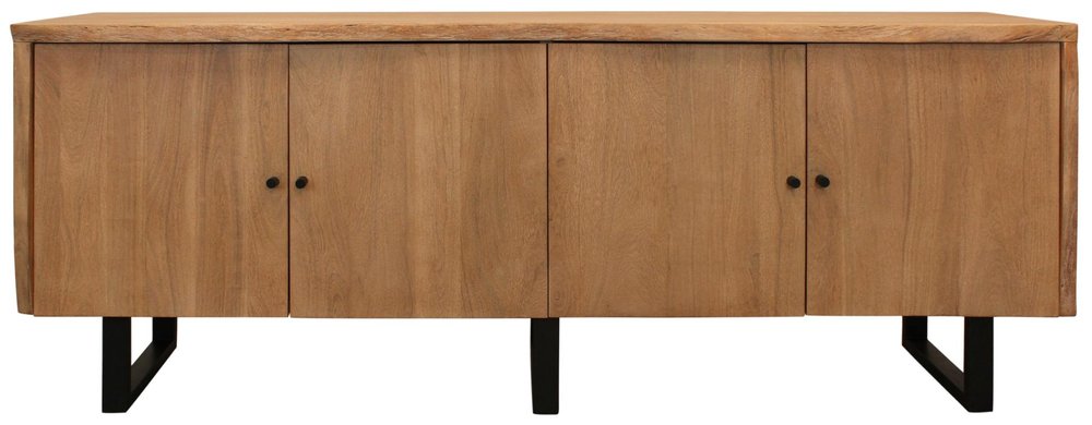 80" Natural Distressed Solid Wood Live Edge Credenza With Four Doors HomeRoots