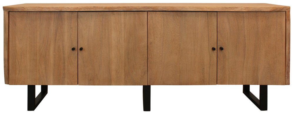 80" Natural Distressed Solid Wood Live Edge Credenza With Four Doors HomeRoots