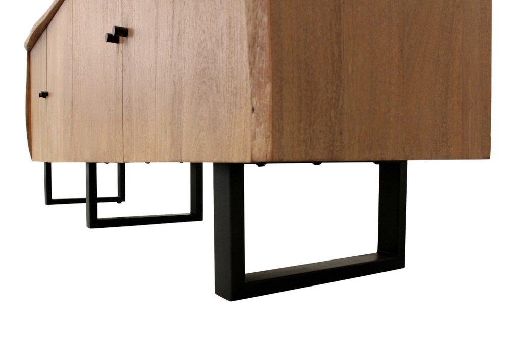 80" Natural Distressed Solid Wood Live Edge Credenza With Four Doors HomeRoots