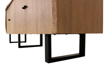 80" Natural Distressed Solid Wood Live Edge Credenza With Four Doors HomeRoots
