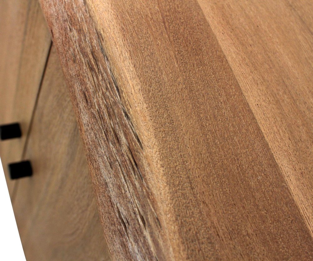 80" Natural Distressed Solid Wood Live Edge Credenza With Four Doors HomeRoots