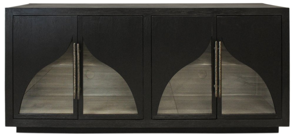 70" Dark Brown Distressed Solid Wood Sideboard With Four Doors HomeRoots