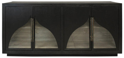 70" Dark Brown Distressed Solid Wood Sideboard With Four Doors HomeRoots
