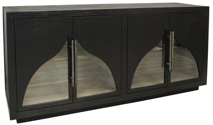 70" Dark Brown Distressed Solid Wood Sideboard With Four Doors HomeRoots