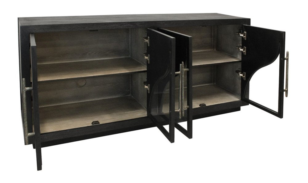 70" Dark Brown Distressed Solid Wood Sideboard With Four Doors HomeRoots