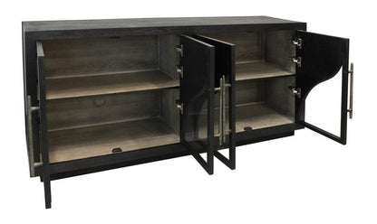 70" Dark Brown Distressed Solid Wood Sideboard With Four Doors HomeRoots